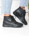 Ghete dama piele naturala negre imblanite cu talpa flexibila cusuta F20-036 4