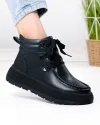 Ghete dama piele naturala negre imblanite cu talpa groasa JY7950 1