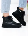 Ghete dama piele naturala negre imblanite cu talpa groasa JY7950 4