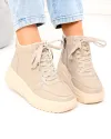 Ghete dama scurte din piele naturala khaki deschis T-2628 1