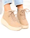 Ghete dama scurte din piele naturala khaki T-2628 3