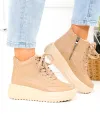 Ghete dama scurte din piele naturala khaki T-2628 4