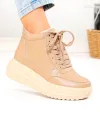 Ghete dama scurte din piele naturala khaki T-2628 1