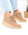Ghete dama scurte khaki din piele naturala intoarsa F002-657 3