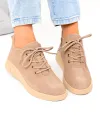 Ghete dama scurte khaki din piele naturala intoarsa F002-657 4