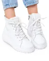 Ghete imblanite dama piele naturala albe cu varf rotund F002-409 1