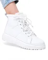 Ghete imblanite dama piele naturala albe cu varf rotund F002-409 3