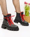 Ghete Imblanite Piele Naturala Negru cu Rosu PCI016 2