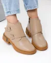 Ghete scurte captusite dama piele naturala kaki cu model suprapus si inchidere fermoar T-2630 4