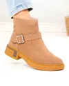 Ghete scurte dama din piele naturala khaki cu accesoriu si catarama T-2628 3