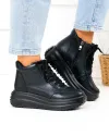 Ghete scurte dama din piele naturala negre T-2626 4