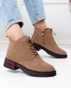 Ghete scurte dama piele naturala intoarsa kaki captusite cu inchidere fermoar JY7982 4