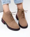 Ghete scurte dama piele naturala intoarsa kaki captusite cu inchidere fermoar JY7982 1