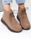 Ghete scurte dama piele naturala intoarsa kaki imblanite JY8070 3