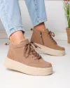 Ghete scurte dama piele naturala intoarsa kaki T7026 1