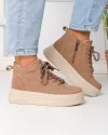 Ghete scurte dama piele naturala intoarsa kaki T7026 4