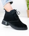 Ghete scurte dama piele naturala intoarsa negre captusite JY7982 3