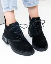 Ghete scurte dama piele naturala intoarsa negre captusite JY7982 4