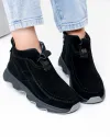 Ghete scurte dama piele naturala intoarsa negre imblanite JY7911 3