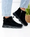 Ghete scurte dama piele naturala intoarsa negre imblanite JY7911 4