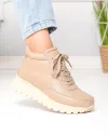 Ghete scurte dama piele naturala kaki cu inchidere fermoar F002-660 3