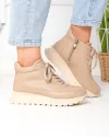 Ghete scurte dama piele naturala kaki cu inchidere fermoar F002-660 2