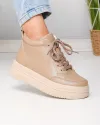 Ghete scurte dama piele naturala kaki cu varf rotund si talpa inalta T-7026 3