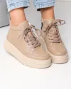 Ghete scurte dama piele naturala kaki cu varf rotund si talpa inalta T-7026 4