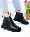 Ghete scurte dama piele naturala negre cu varf rotund JY8070 4
