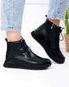 Ghete scurte dama piele naturala negre cu varf rotund JY8070 3