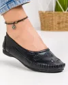 Mocasini Negri Piele Naturala Cu Perforatii Florale XH01 1