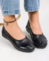 Mocasini Negri Piele Naturala Cu Perforatii Florale XH01 3