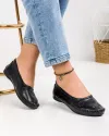Mocasini Negri Piele Naturala Cu Perforatii Florale XH01 4