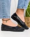 Mocasini Negri Piele Naturala Cu Perforatii Florale XH01 2