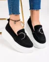 Mocasini piele naturala intoarsa negri cu talpa alba SD-306 3