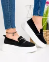 Mocasini piele naturala intoarsa negri cu talpa alba SD-306 4