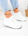 Pantofi casual dama din piele naturala albi F002-674 2