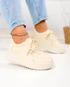 Pantofi casual dama din piele naturala bej F002-674 3
