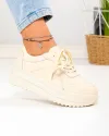 Pantofi casual dama din piele naturala bej F002-674 4