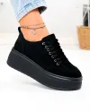 Pantofi casual dama din piele naturala intoarsa negri F002-670 3