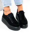 Pantofi casual dama din piele naturala intoarsa negri F002-670 4