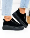 Pantofi casual dama din piele naturala intoarsa negri F002-670 1