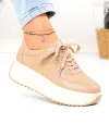 Pantofi casual dama din piele naturala khaki F002-674 3