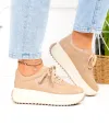Pantofi casual dama din piele naturala khaki F002-674 2