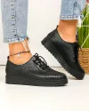 Pantofi Casual Dama Perforati Cu Siret Negri Piele Naturala XH-3200 1