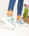Pantofi casual dama piele naturala albastri perforati cu inchidere sireturi T-5911 5