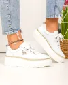 Pantofi casual dama piele naturala albi cu aplicatie metalica insecta F002-353 1