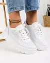 Pantofi casual dama piele naturala albi cu inchidere siret si cusatura decorativa AW469 3