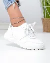Pantofi casual dama piele naturala albi cu talpa flexibila F001-972 1