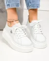 Pantofi casual dama piele naturala albi cu talpa groasa si detaliu lateral T-5807 3